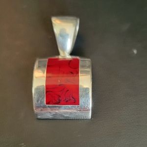 Silpada S0818 sterling silver red-stoned pendant